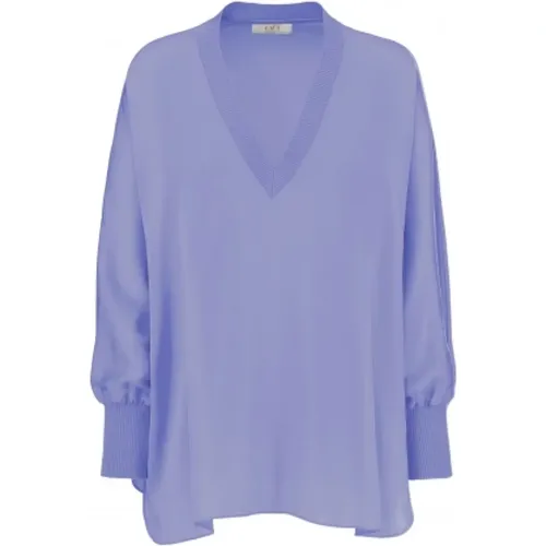 Lavender Silk V-Neck Tunic , female, Sizes: M - IVI - Modalova