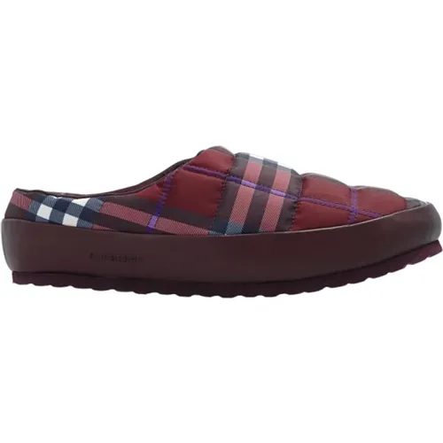 Maroon Quilted Slides , male, Sizes: 8 UK - Burberry - Modalova