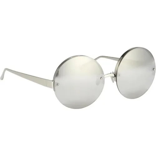 Runde Rahmen Sonnenbrille Silber Ss22 , Damen, Größe: ONE Size - Linda Farrow - Modalova