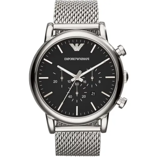 Watches, male, , Size: ONE SIZE Silver Men's Chronograph Watch - Emporio Armani - Modalova