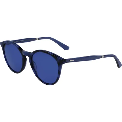 Blaue Havana Sonnenbrille , unisex, Größe: 52 MM - Calvin Klein - Modalova