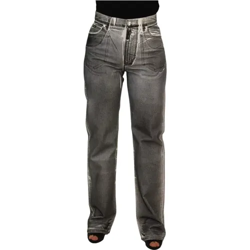 Straight Jeans, male, , Size: 3XS Grey Washed High Waist Denim Pants Cotton Jeans - Dolce & Gabbana - Modalova