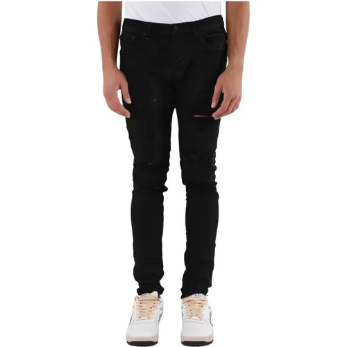 Schwarze Skinny Jeans mit Ölfleck , Herren, Größe: W38 - Purple Brand - Modalova