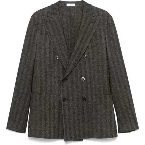 Herringbone Double-Breasted Jacket , male, Sizes: M, 2XL, L, XL - Boglioli - Modalova