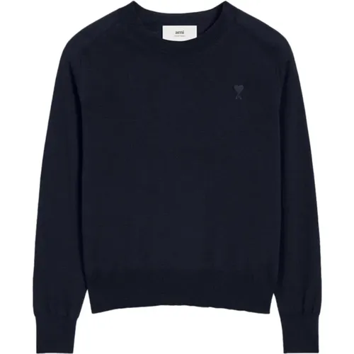 Navy Wool Sweater , male, Sizes: 2XL, S, XL, M - Ami Paris - Modalova