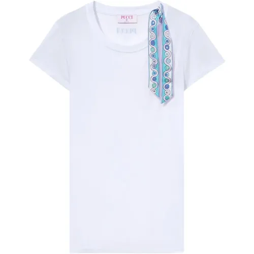 Jersey T-shirt with Ribbon Detailing , female, Sizes: L, M, S - EMILIO PUCCI - Modalova
