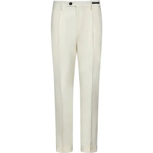 Chinos, male, , Size: W32 White Wool Blend Tailored Trousers - Michael Coal - Modalova