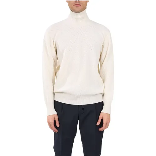 Turtlenecks, male, , Size: L Ribbed wool high neck sweater - Paolo Pecora - Modalova