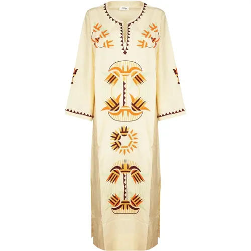 Long Cotton Dress with Embroidery , female, Sizes: L, XS, M, S - Ottod'Ame - Modalova