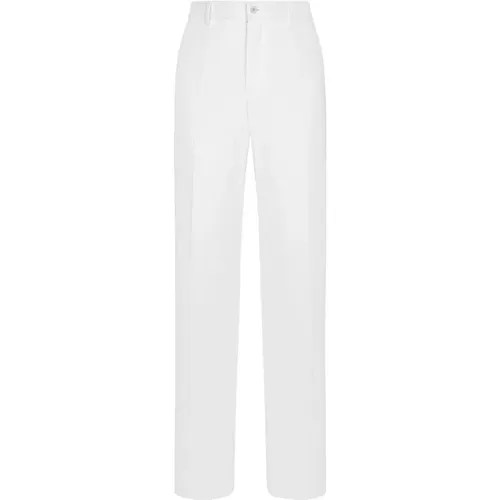 Wide Trousers, male, , Size: 2XL Elasticized Cotton Tailored Pants - Dolce & Gabbana - Modalova