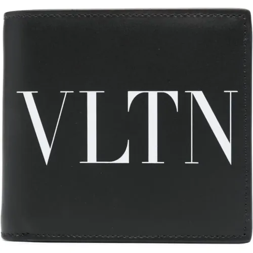 Wallets & Cardholders, male, , Size: ONE SIZE Leather Bi-Fold Wallet Logo Print - Valentino Garavani - Modalova