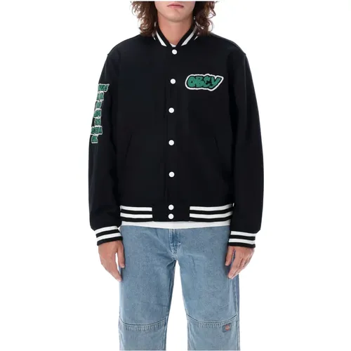 Bomber Jackets, male, , Size: L Roll Call Varsity Jacket - Obey - Modalova