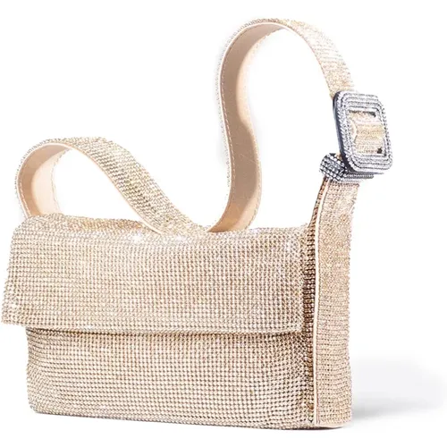 Crystal-studded Mesh Bag in Sand , female, Sizes: ONE SIZE - Benedetta Bruzziches - Modalova