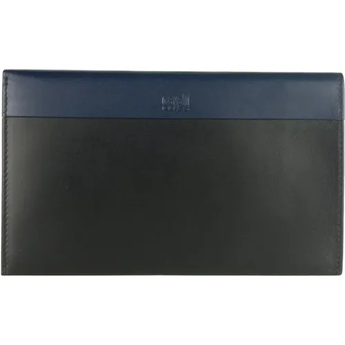 Wallet in blue and black leather , male, Sizes: ONE SIZE - Cavalli Class - Modalova