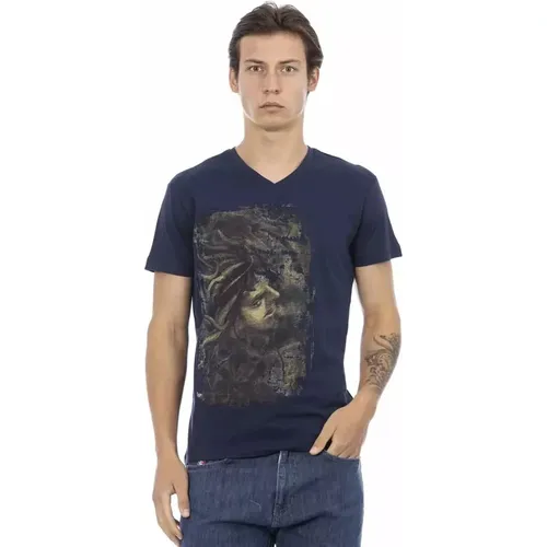 Stylisches Blaues V-Ausschnitt Tee , Herren, Größe: 2XL - Trussardi - Modalova