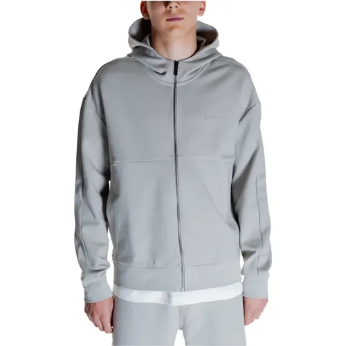 Zip-throughs, male, , Size: L Grey Zip Hoodie Sweatshirt Men - Calvin Klein - Modalova