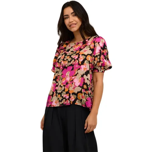 Pink Melon Blurry Flower Blouse , female, Sizes: L - Kaffe - Modalova