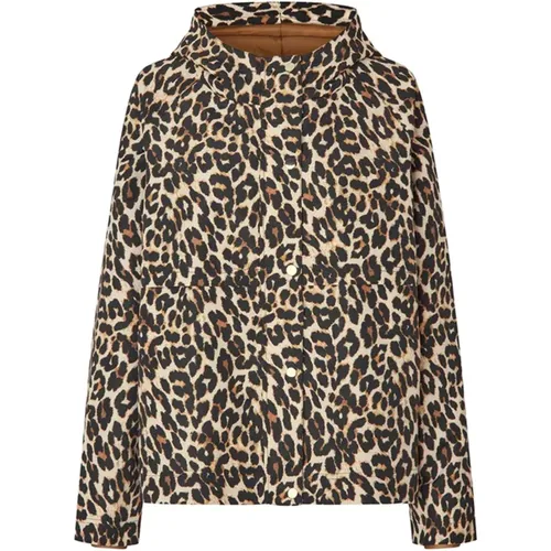 Light Jackets, female, , Size: M Leopard Print Windbreaker Jacket - Lollys Laundry - Modalova