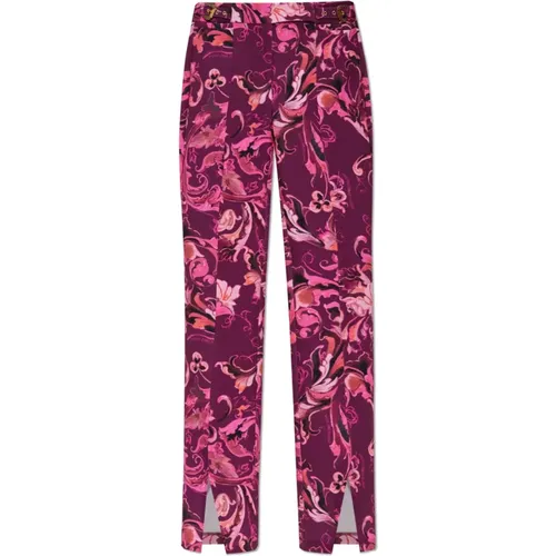 Wide Trousers, female, , Size: 2XS Flared trousers with a slit - Versace Jeans Couture - Modalova