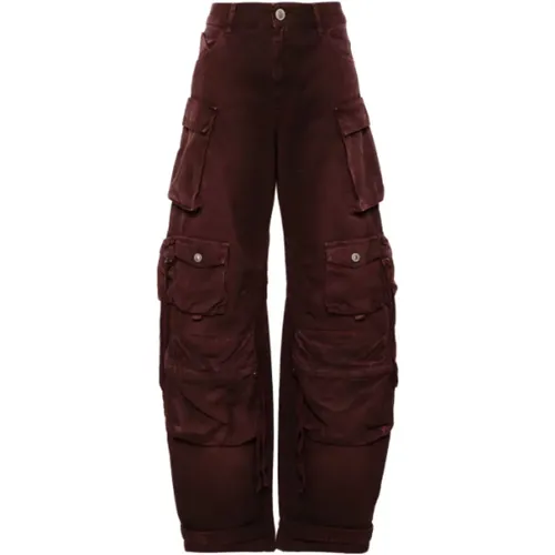 Wide Trousers, female, , Size: W30 Cargo Pants /Burgundy - The Attico - Modalova