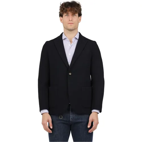 Blazers, male, , Size: 3XL Merino Knit Single-Breasted Jacket - Circolo 1901 - Modalova