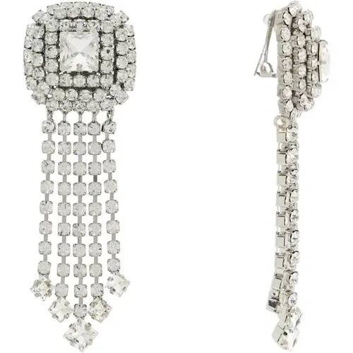 Crystal Drop Clip-On Earrings , female, Sizes: ONE SIZE - Alessandra Rich - Modalova