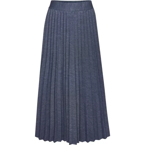 Denim Pleated Skirt , female, Sizes: M, L, S - Rich & Royal - Modalova