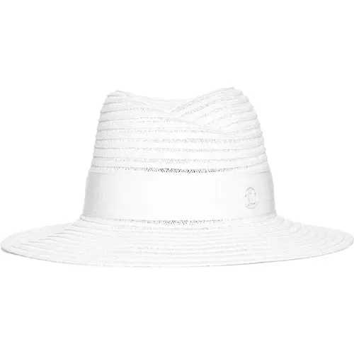 Weiße Virginie Hut mit Bandverzierung , Damen, Größe: M - Maison Michel - Modalova