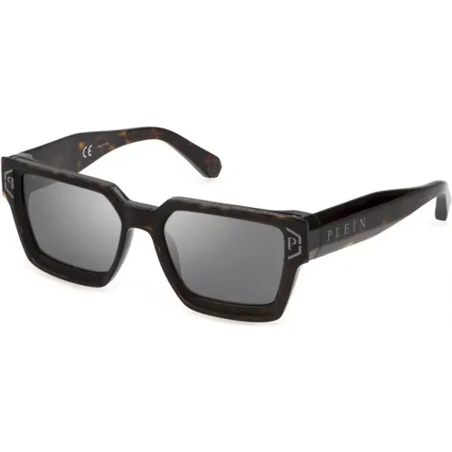 Brave Shade Sonnenbrille Glänzendes Havana/Silber , unisex, Größe: 57 MM - Philipp Plein - Modalova