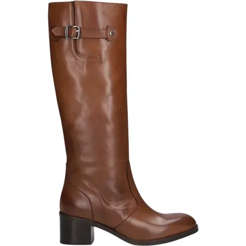 Damenstiefel Cognac Leder 7436 , Damen, Größe: 39 EU - Stefano Lauran - Modalova