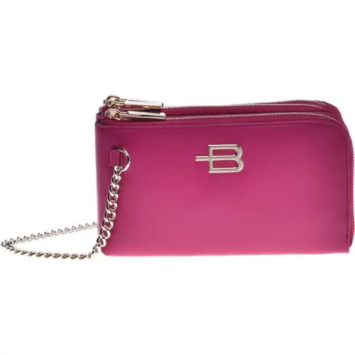 Wallet in fuchsia black calfskin - Baldinini - Modalova