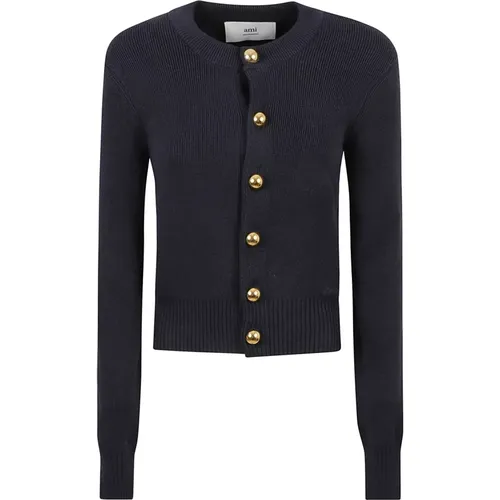 Blaue Matrosen Cardigan Sweater , Damen, Größe: M - Ami Paris - Modalova