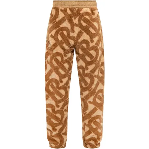 Sweatpants, male, , Size: S Monogram Pattern Wool Trousers - Burberry - Modalova