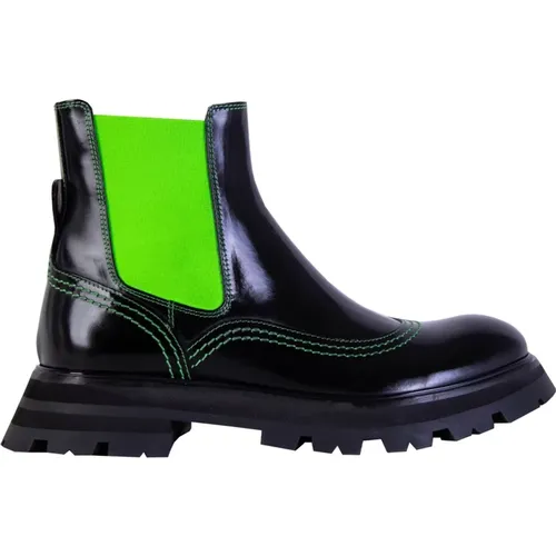 Leather Fluo Inserts Chelsea Boots , female, Sizes: 4 1/2 UK - alexander mcqueen - Modalova