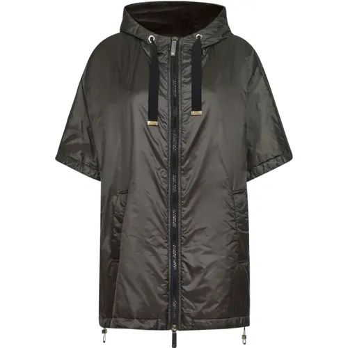 Parkas, female, , Size: S Water-Repellent Hooded Coat with Short Sleeves - Max Mara - Modalova