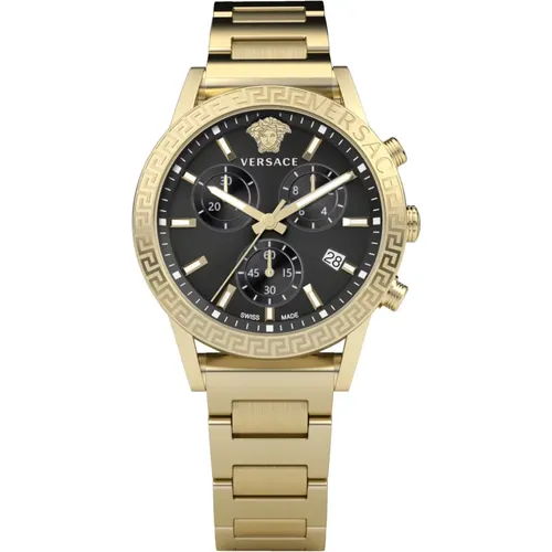 Sport Tech Chronograph Uhr Gold , Damen, Größe: ONE Size - Versace - Modalova