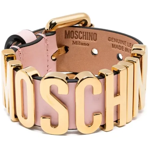 Leather Logo Pin-Buckle Bracelet , female, Sizes: ONE SIZE - Moschino - Modalova