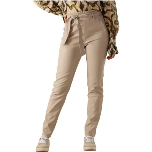 Sand Lederlook Pantalon Stil , Damen, Größe: XL - Knit-ted - Modalova