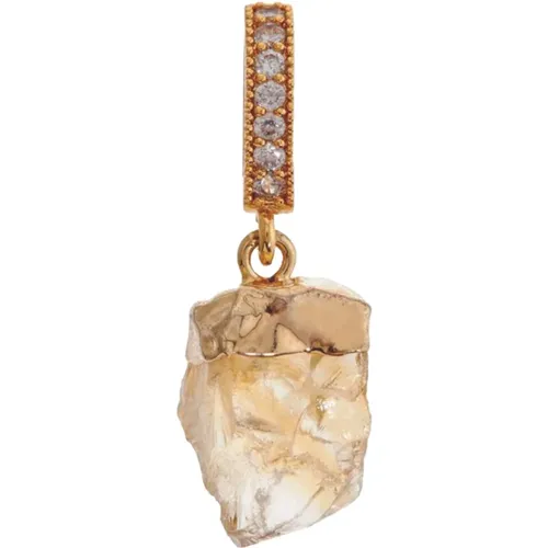 Citrine Pendant With Pave Connector , female, Sizes: ONE SIZE - Crystal Haze - Modalova