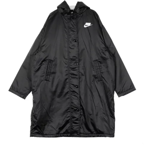 Sporty Long Parka Jacket in /White , female, Sizes: L - Nike - Modalova