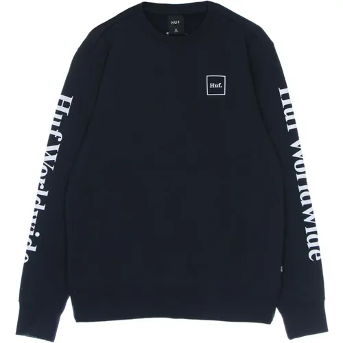 Sweatshirts, male, , Size: S Navy Crew Neck Sweatshirt - HUF - Modalova