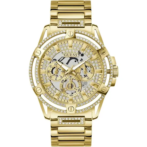 Watches, male, , Size: ONE SIZE King Multifunction Watch Gold - Guess - Modalova