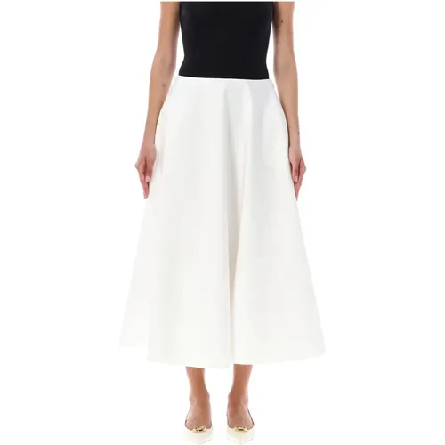 Midi Godet Skirt Bianco Ottico , female, Sizes: S - Valentino Garavani - Modalova