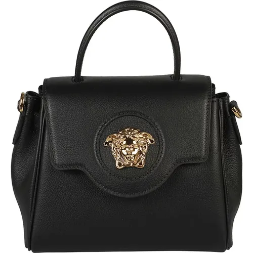 Schwarze Gold Handtasche Medusa Plaque - Versace - Modalova