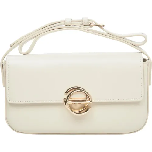 Damen Kleine Hellbeige Lederhandtasche mit Goldener Hardware Er00113755 - Estro - Modalova