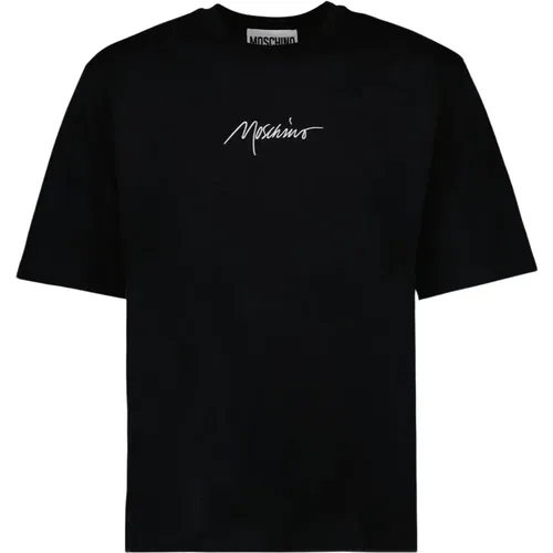 Schwarzes Baumwoll Regular Fit T-Shirt , Herren, Größe: S - Moschino - Modalova