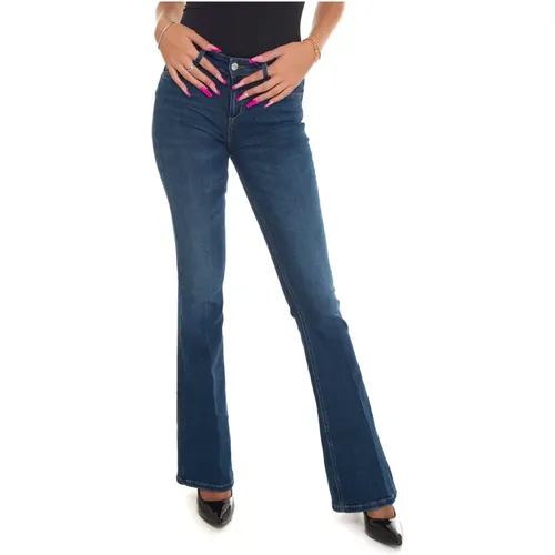 Bell-bottom Denim Jeans with Elastic Waist , female, Sizes: W30, W31 - Liu Jo - Modalova