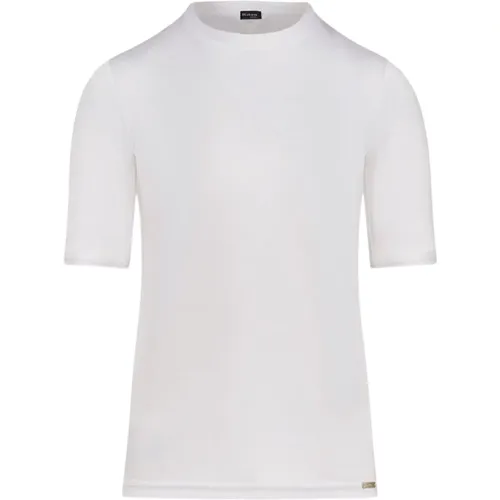 T-Shirt mit Rundhalsausschnitt, kurzen Ärmeln und Taschendetails , Damen, Größe: 2XS - Kiton - Modalova