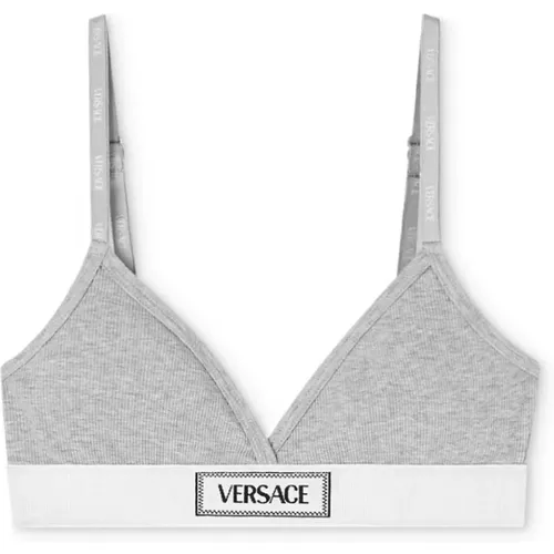 Graues Ärmelloses Unterwäsche mit Dreieckigem Logo Patch , Damen, Größe: L - Versace - Modalova