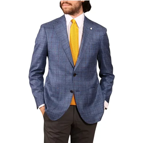 Brown Checkered Jacket , male, Sizes: 2XL, L - Luigi Bianchi Mantova - Modalova